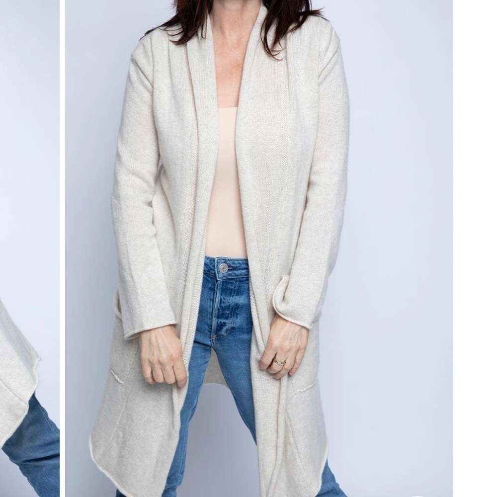 Souchi 100% Cashmere Stella pocket Cardigan sweater Handloomed - Picture 2 of 9